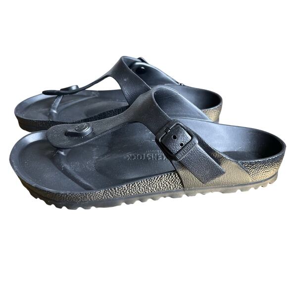 Birkenstock Shoes - Birkenstock Gizeh Sandals Size 38 7 7.5 Black EVA Black Rubber Thong Comfort